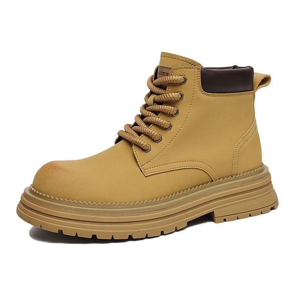 Rhubarb Boots Men's Boots High-top Martin Boots Men's Tooling Boots Thick-soled Heightening Short Boots Men's Tide_vogvips.com