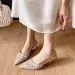 slipper Sparkle Stiletto Sandals Pointed Toe Heels With Ankle Strap Open Back Evening Shoes In Ultra Fiber Leather For_vogvips.com