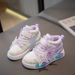 Girls' High-Top Sneakers With Star & Tassel Design, PU Upper, Non-Slip Rubber Sole, Lightweight Casual Shoes For Kids (Pink/Purple, Sizes 26-37)_vogvips.com