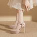 1233-15 Waterproof Platform Closed Backless Sandals For Women 12cm Pointed Toe Stiletto High Heels Women's Spring Summer_vogvips.com