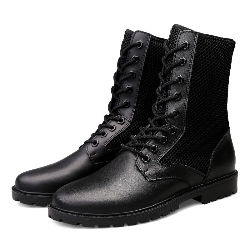 Cotton High Top Tall Martin Boots Flat Boots Work Outdoor Side Zipper Hollow Boots_vogvips.com
