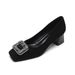Square Head Single Shoes Women's Flat-bottomed Pearl Xiaoxiangfeng Doudou Shoes Shallow Mouth Soft-soled Commuter Shoes_vogvips.com