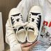 Spring New Canvas Female Student Lefu Denim Wheat Ear Casual Fashion Board Thick Sole Lace Up Single Shoes_vogvips.com