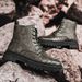 Men's Retro Chunky Sole Side-Zip Ankle Boots - Fashionable PU Leather Lace-Up Height Increasing Casual Boots_vogvips.com