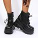 European And American Trade Thick-Soled Large Size Short-Tube Lace-Up Martin For Women Wedge Patent High Heel Thin_vogvips.com
