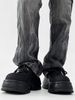 ShoeVault Cleanfit Thick-Soled Derby For Men Matte British Round-Toe Height-Increasing Platform Leather All-Black Sports Dad Shoes_vogvips.com