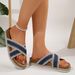 Plus Size Platform Sandals Women's Fabric Cross Strap Flat Beach Sandals Summer New Style For Wide Feet_vogvips.com