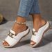 Casual Fashion Thick Bottom Sandals Women's New Model Large Size Simple Metal Buckle Fish Mouth Cool Summer Slippers_vogvips.com