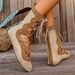 Women's Plus Size Flat Mid Calf Boots Woven Mesh Elegant Commuter Everyday Lace Up Hollowed Out Round Toe Fashionable_vogvips.com