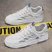 Men's Breathable Mesh Sneakers - Lightweight Casual Shoes For Summer, Low-Top Lace-Up Design With Rubber Sole, Youth Fashion White & Blue/Gray/Beige_vogvips.com