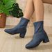 Women's Chunky Heel Ankle Boots - Square Toe Slip-On Casual Booties With Back Zipper, Suede & PU Lining, Comfortable Mid Heel (3-5cm)_vogvips.com