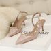 Women's Simple Fashion Sexy Nightclub Stiletto High Heel Shallow Mouth Pointed Rivet Hollow Women's Sandals_vogvips.com
