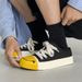 Smiley Face Canvas For Men And Women Street Style Couple Trendy 2025 Spring New Casual Lace-Up Student Low-Top White_vogvips.com