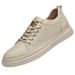 Hollow Invisible Heightening Board Shoes Cowhide Surace Breathable Shoes Lace-up Thick-soled Outdoor Sports Men's Shoes_vogvips.com