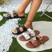 European And American Foreign Trade Large Size Buckle Flat Slide For Women Cross-Border Retro Lightweight Beach Sandals_vogvips.com