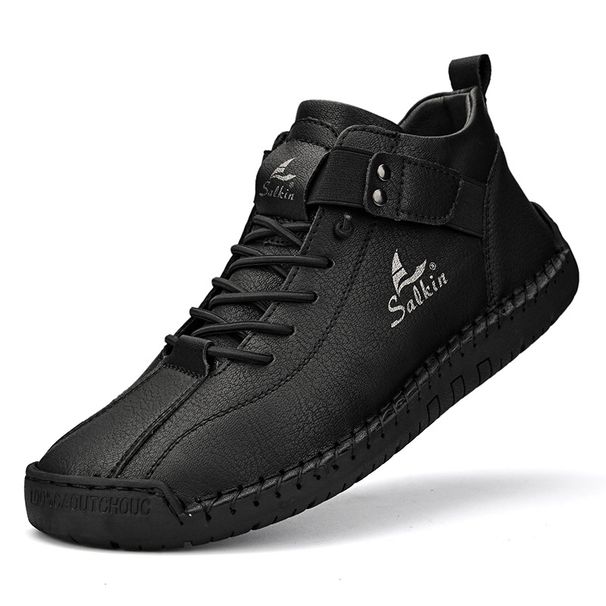 Large Size Men's Leather Shoes, Low-Top, Hand-Stitched, Casual Men's Shoes, Flat Slip-On Lazy Shoes, Men's Driving Shoes_vogvips.com