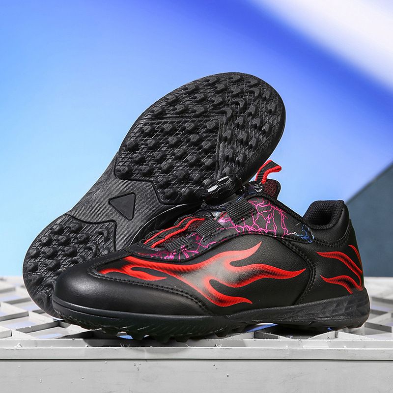 New rotary buckle children's soccer shoes men's broken nails youth students lace-up sneakers_vogvips.com