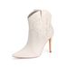 Women's Shoes High Heeled Ankle Boots For Women Autumn And Winter New PU Stiletto White Boots Large Size Totem Pointed Ankle Boots_vogvips.com