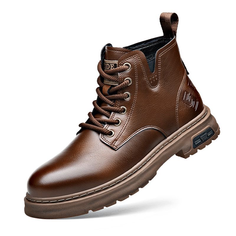 European Warm Series Martin Mid-Top Plush Warm High-Top Men's Shoes Autumn Winter Genuine Leather Thick Sole Two-Layer Cowhide Boots_vogvips.com