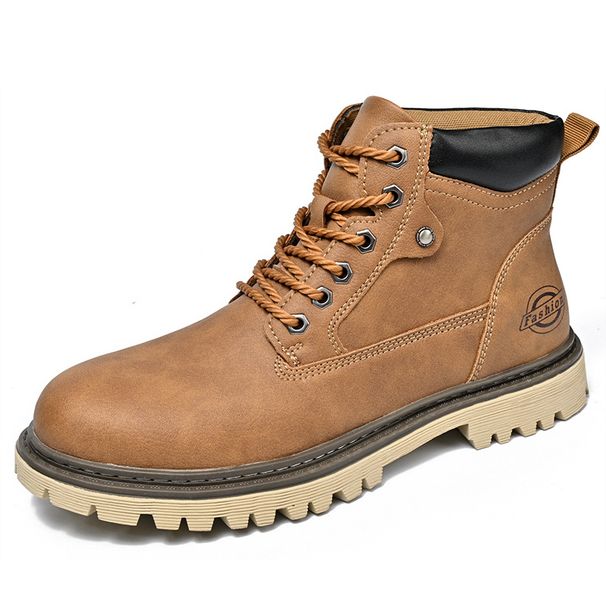 Men's Casual Mid-Cut Martin Boots - Durable Work Boots With Anti-Slip Rubber Sole, Comfortable For Outdoor (Sizes 38-47, Black/Tan/Brown)_vogvips.com
