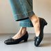 In-stock Soft Leather Shallow-cut French-style Low-heeled For Commuting, Bow-tie Mary Jane , Black Evening Women's_vogvips.com