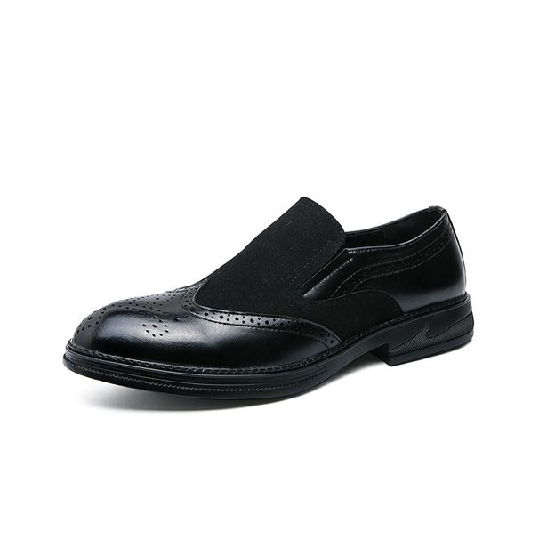 New Fashion Men's Brown Business Casual Loafer Shoes Daily Office Black Buckle Monk Men's Shoes One Foot Cover Banquet Dress Wedding Leather Shoes_vogvips.com