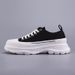 Light And Cool Black Canvas Thick-soled Shoes With Reverse Canvas And Metal Eyelets, Thick-soled Anti-slip, Unisex_vogvips.com