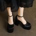 Elegant Mary Jane Wedding Heels - Comfortable 8cm Platform Bridal Shoes For Petite Brides | Champagne/White/Black | Adjustable Ankle Strap_vogvips.com