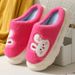 Autumn Home Furry For Women Cute Rabbit Thick Sole Cotton Slippers Winter Fleece Warm Maternity Non-Slip Shoes_vogvips.com