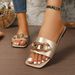 Summer Women's Fashionable Flat Sandals Strappy Design Casual Slip-On With Metal Buckle Multi-Color PU Upper Rubber Sole_vogvips.com