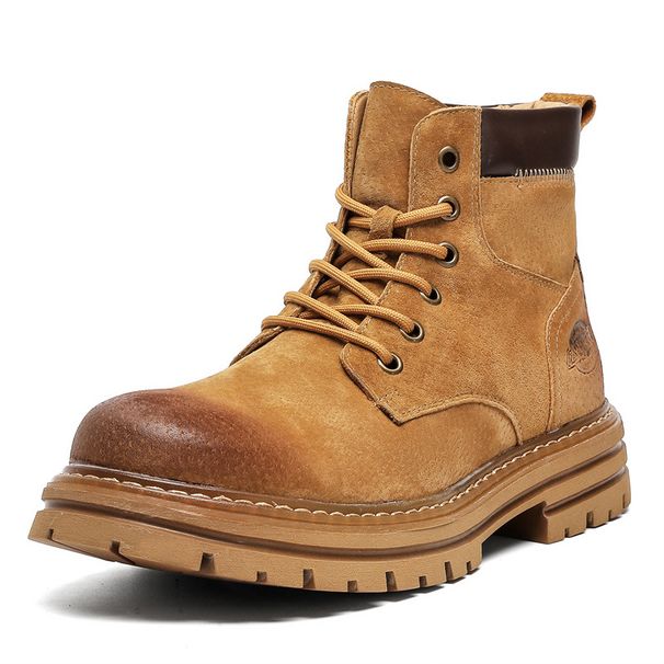 Retro Short Boots Big Yellow Boots Martin Boots Spring Men's Tough Guy Thick-soled Inner Height-increasing Tooling Boots_vogvips.com