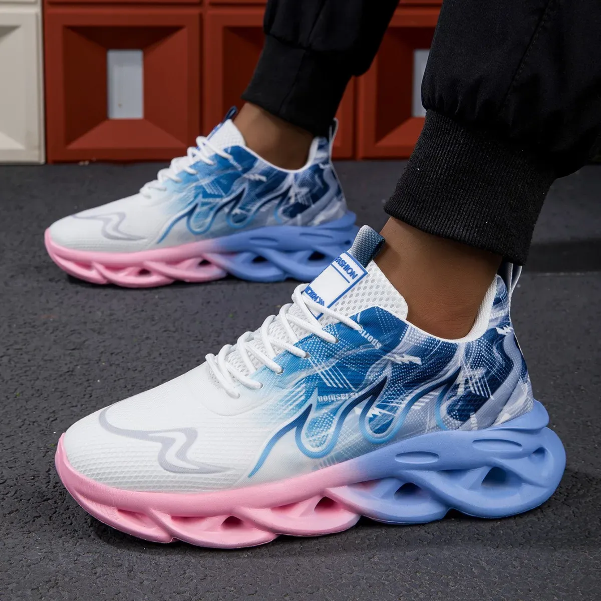 Couple Running Men Women Lightweight Mesh Breathable Comfortable Flat Soft Tennis Shoes Summer Lace-up Sneakers Man_vogvips.com