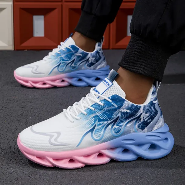 Couple Running Men Women Lightweight Mesh Breathable Comfortable Flat Soft Tennis Shoes Summer Lace-up Sneakers Man_vogvips.com