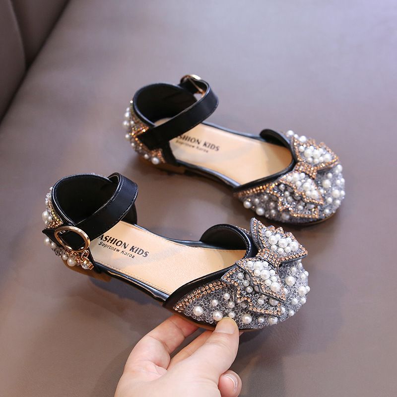 New Pearl Soft Soled Children's Shoes Big Child Princess Shoes Spring Leather Shoes For Girls_vogvips.com