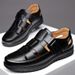 Euro Step Leather Business Casual Formal Soft Sole Non-Slip Summer Men's Sandals Middle-Aged Dad Shoes Black_vogvips.com