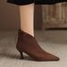 Pointed Toe Short For Women 2025 Autumn Winter New Martin Thin High Heel Ankle Elegant Versatile Fleece-Lined_vogvips.com