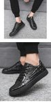 NEW A Versatile And Trendy Men's ,Sports Shoe With Crocodile Pattern Shiny Surface And Pure Black For Work_vogvips.com