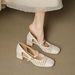 French-style Vintage Soft Leather Square-toed Woven Hollow Mary Jane For Women, 2026 New Model, Mid-heel Single-strap_vogvips.com