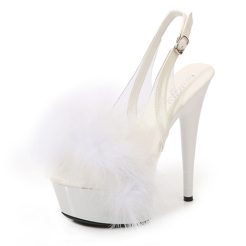 Elegant Strappy Stiletto Heels - 15cm High Heel Sandals For Women, Fashionable Fish Mouth Open-Toe Party Shoes With Buckle Closure_vogvips.com