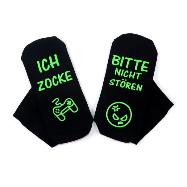 All-cotton mid-tube casual sports socks Creative letter non-slip adhesive floor socks sole_vogvips.com