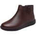 Genuine Leather Retro Wool Cotton 2020 Winter New Warm Mom Short Boots Large Size Cowhide Sole Middle-aged Women's Shoes_vogvips.com