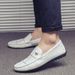 Suitable For All Seasons 2025 Spring Loafers Men Korean Fashion Slip-On Lazy Casual Leather Shoes Business One-Push Trendy Sen Sheng_vogvips.com