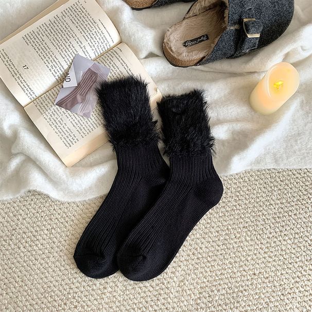 Furry Socks For Women's Autumn And Winter Outerwear, Paired With Burken Shoes And Mid-calf Socks_vogvips.com