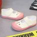 Girls' Casual Canvas Sneakers – Lightweight Low-Top Slip-On With Hook & Loop Strap (Beige, Cartoon Print, Soft Rubber Sole)_vogvips.com