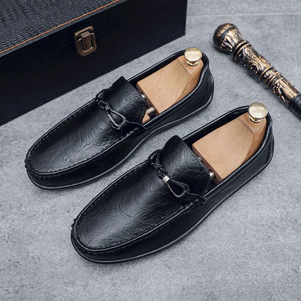 SHLIANG Men's Slip-On Soft-Soled Driving Shoes Comfortable Round-Toe Business Casual Leather Shoes Breathable Upper Slip-On Loafers X0018_vogvips.com