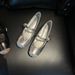 2025 Silver Hidden Heel Women's Single Patchwork Round Toe Soft Sole Flat Ballet One Strap Mary Jane Shoes Women_vogvips.com