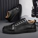 European Style Men's CL Black Red Sole Studded Casual Simple Social Youth Sneakers Fashion Trend Leather Shoes_vogvips.com
