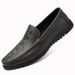 Crocodile Pattern Casual Leather Shoes Men's Soft-soled Foot Cover Lazy Beanie Shoes Driving Shoes Dad Shoes_vogvips.com