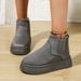Women's Winter Warm Snow Boots Fleece Lined Thick Cotton Leather Fur Integrated Thick Soled Short Plus Size Elastic Band Shoes_vogvips.com
