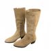 Girl Next Door, Millennium Style~! Retro Square-Toed, Ruched, Chunky-Heeled Stacked Fashion Boots, Mid-Calf Cowboy Boots_vogvips.com
